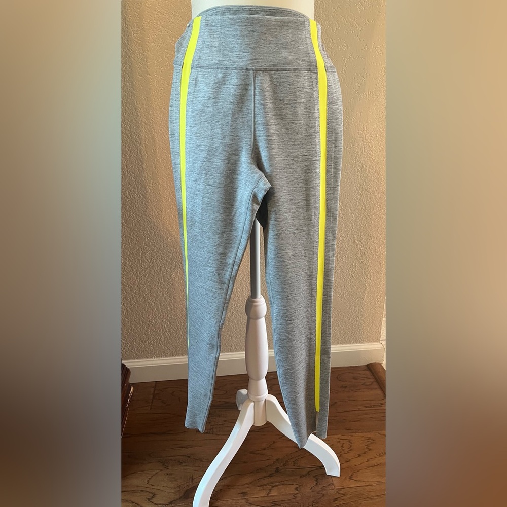 Gray Women’s athletic wear Bottoms with Yellow Stripe